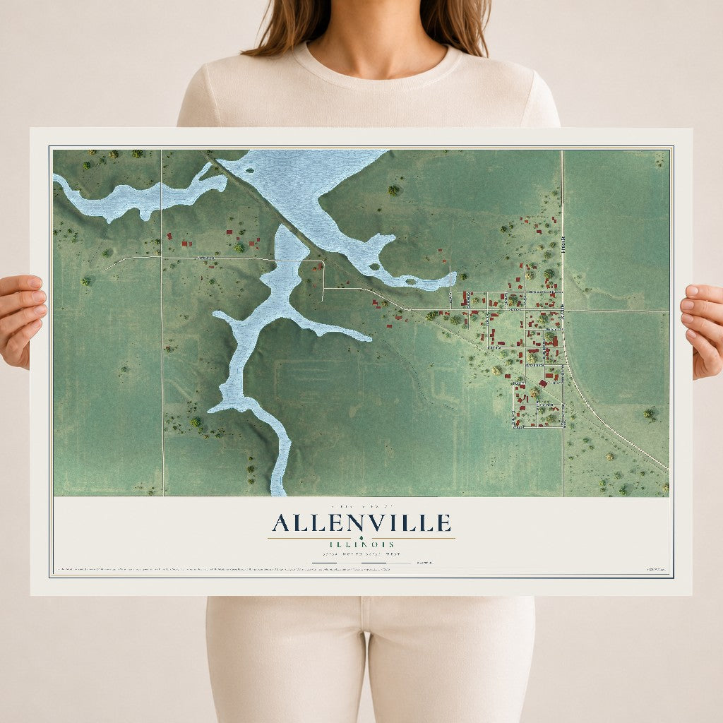 Map of Allenville, Illinois, 18 x 24 inch unframed archival matte print
