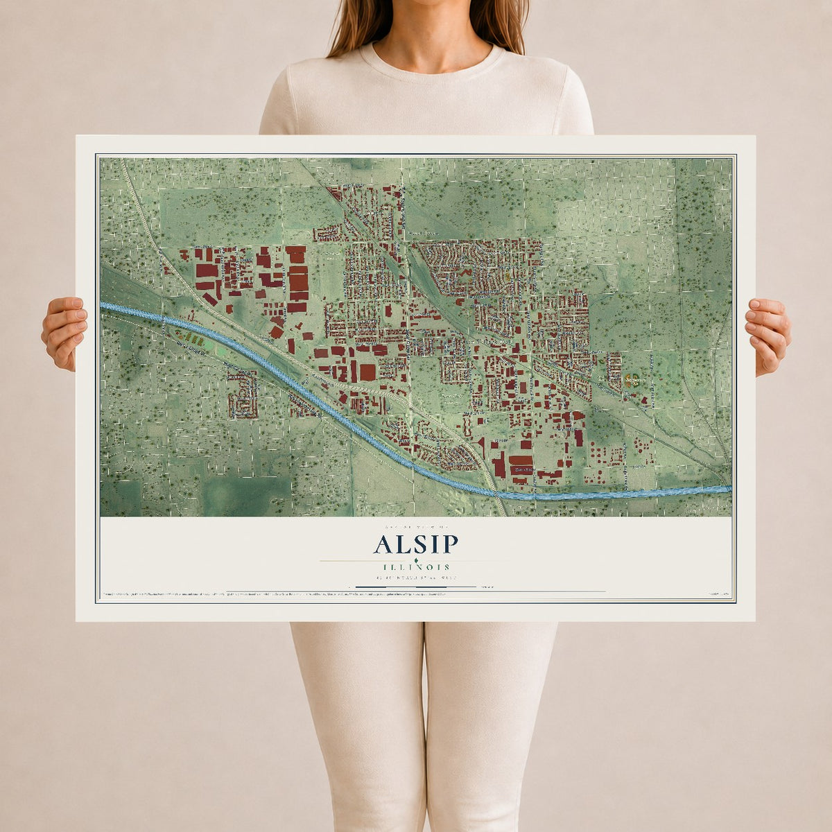 Map of Alsip, Illinois, 24 x 36 inch unframed archival matte print