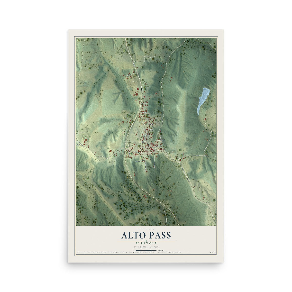Map of Alto Pass, Illinois, 12 x 18 inch unframed archival matte print