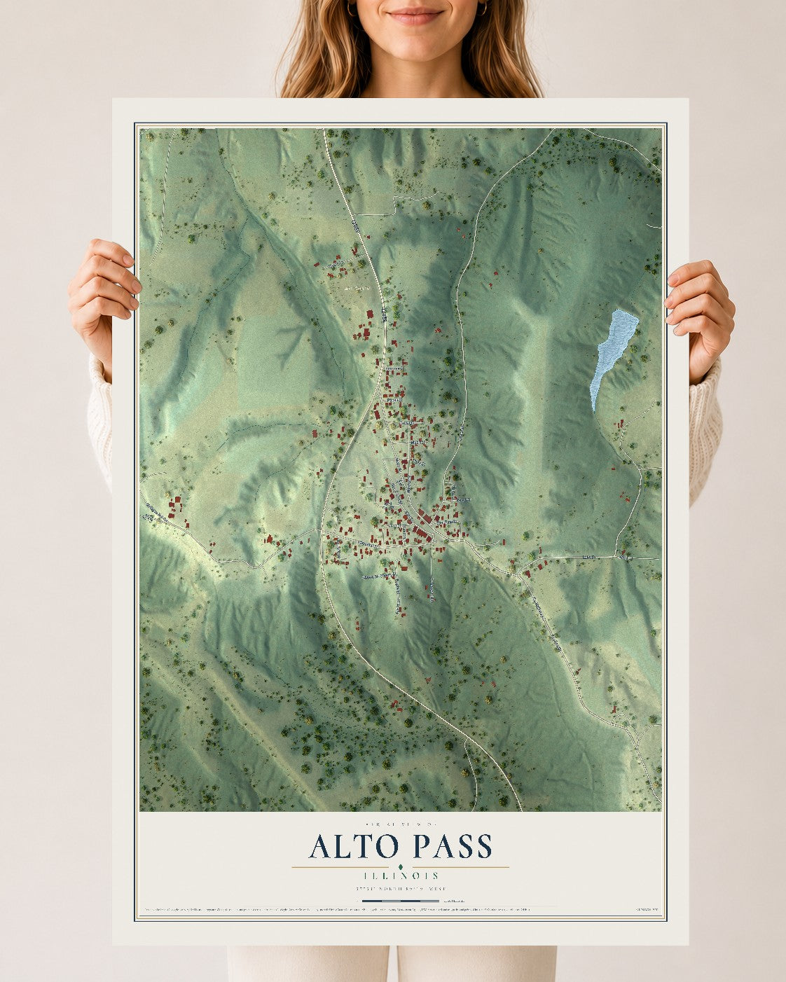 Map of Alto Pass, Illinois, 24 x 36 inch unframed archival matte print