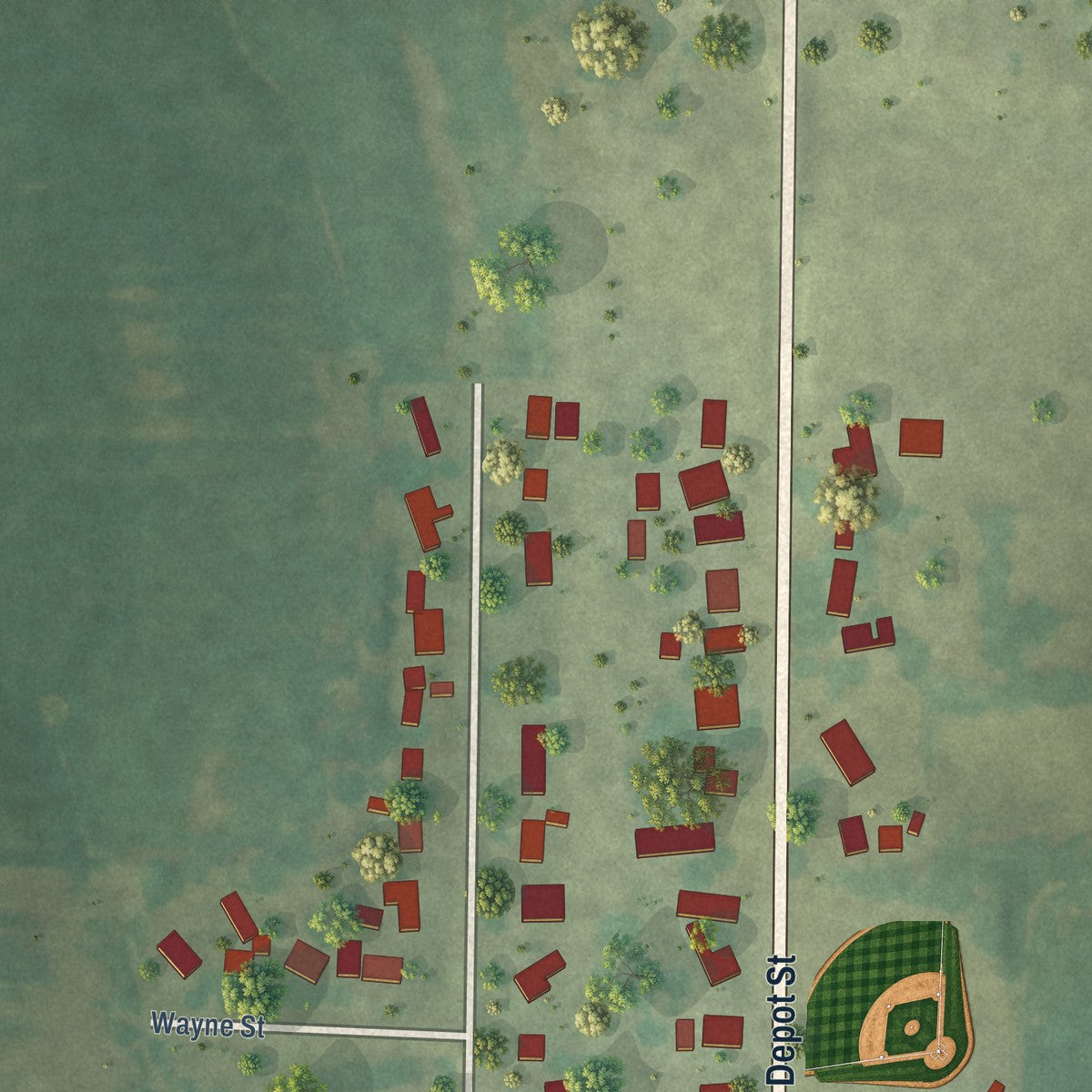 Second close-up of the map of Altona, Illinois print showing more streets and buildings