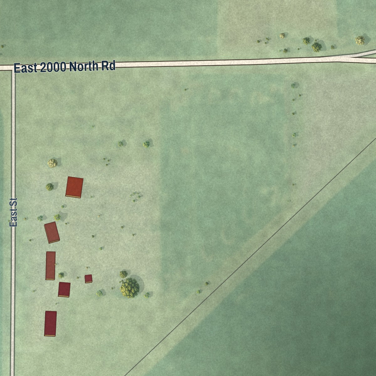 Second close-up of the map of Anchor, Illinois print showing more streets and buildings