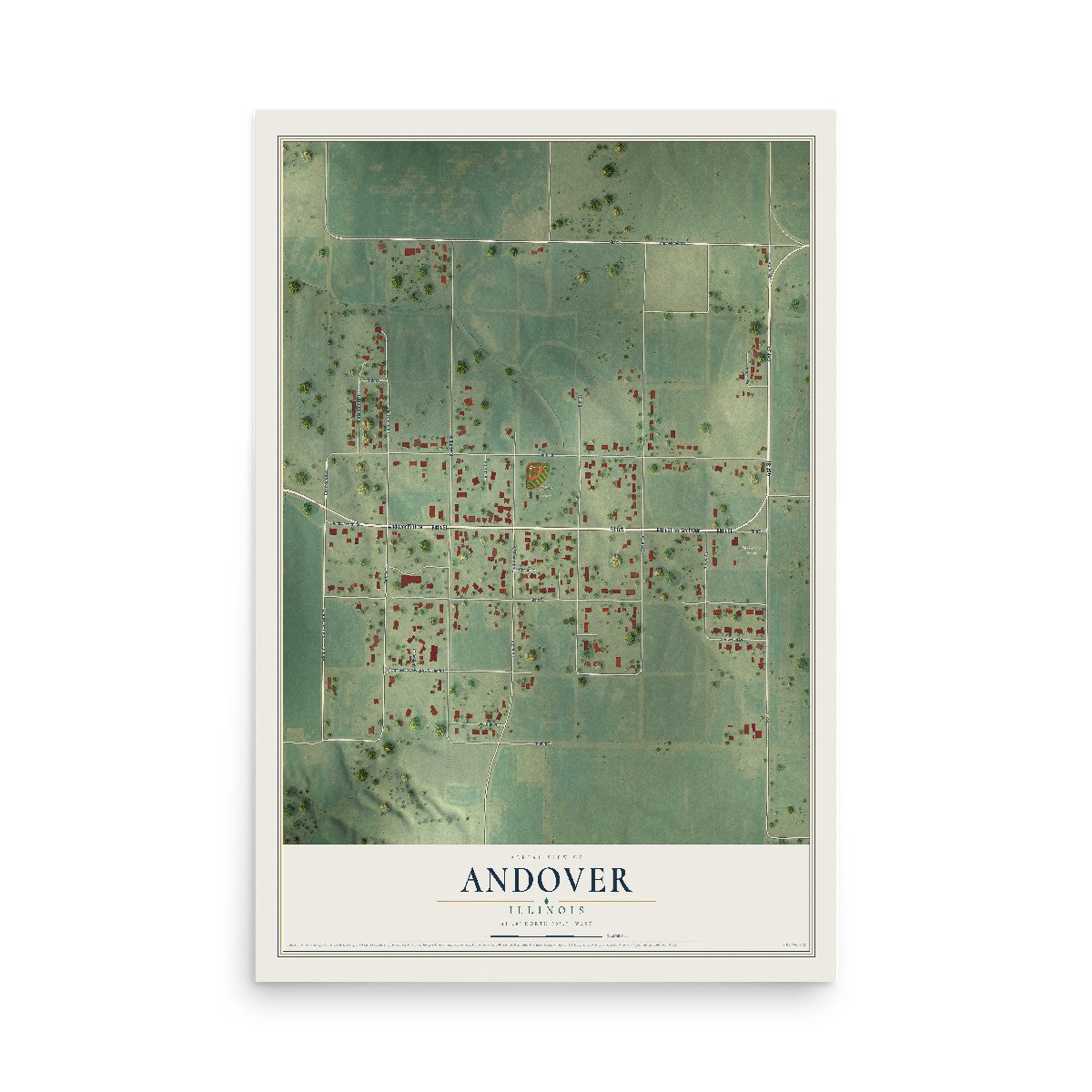 Map of Andover, Illinois, 12 x 18 inch unframed archival matte print