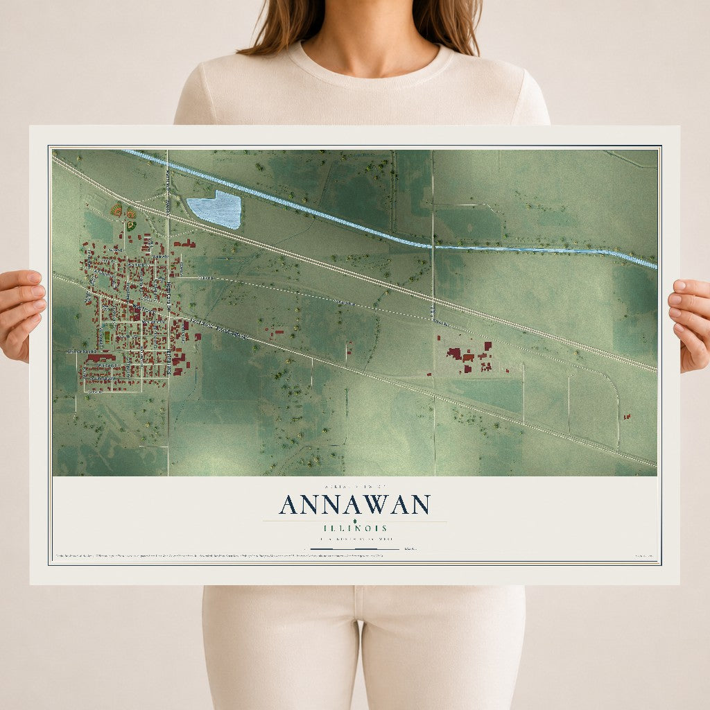 Map of Annawan, Illinois, 18 x 24 inch unframed archival matte print