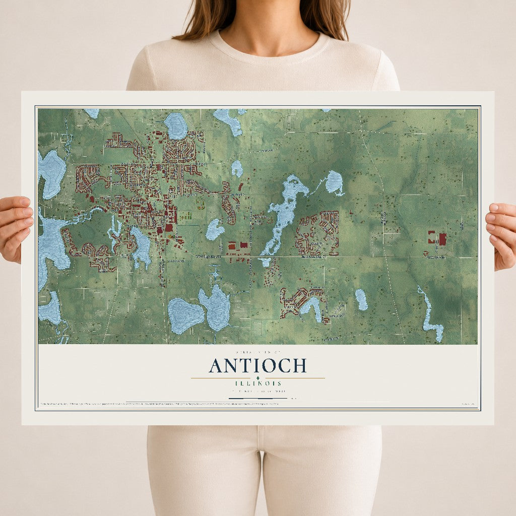 Map of Antioch, Illinois, 18 x 24 inch unframed archival matte print