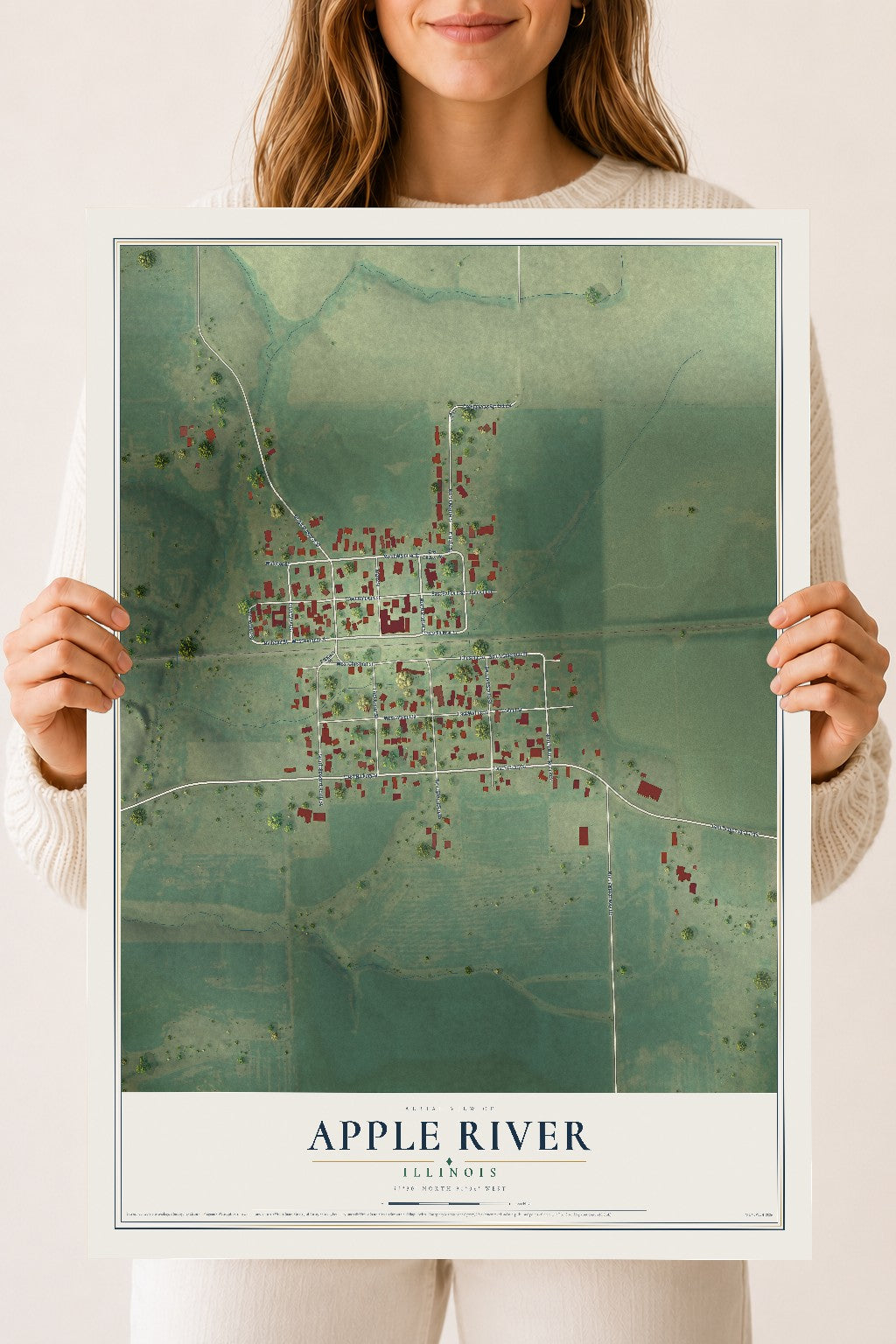 Map of Apple River, Illinois, 18 x 24 inch unframed archival matte print