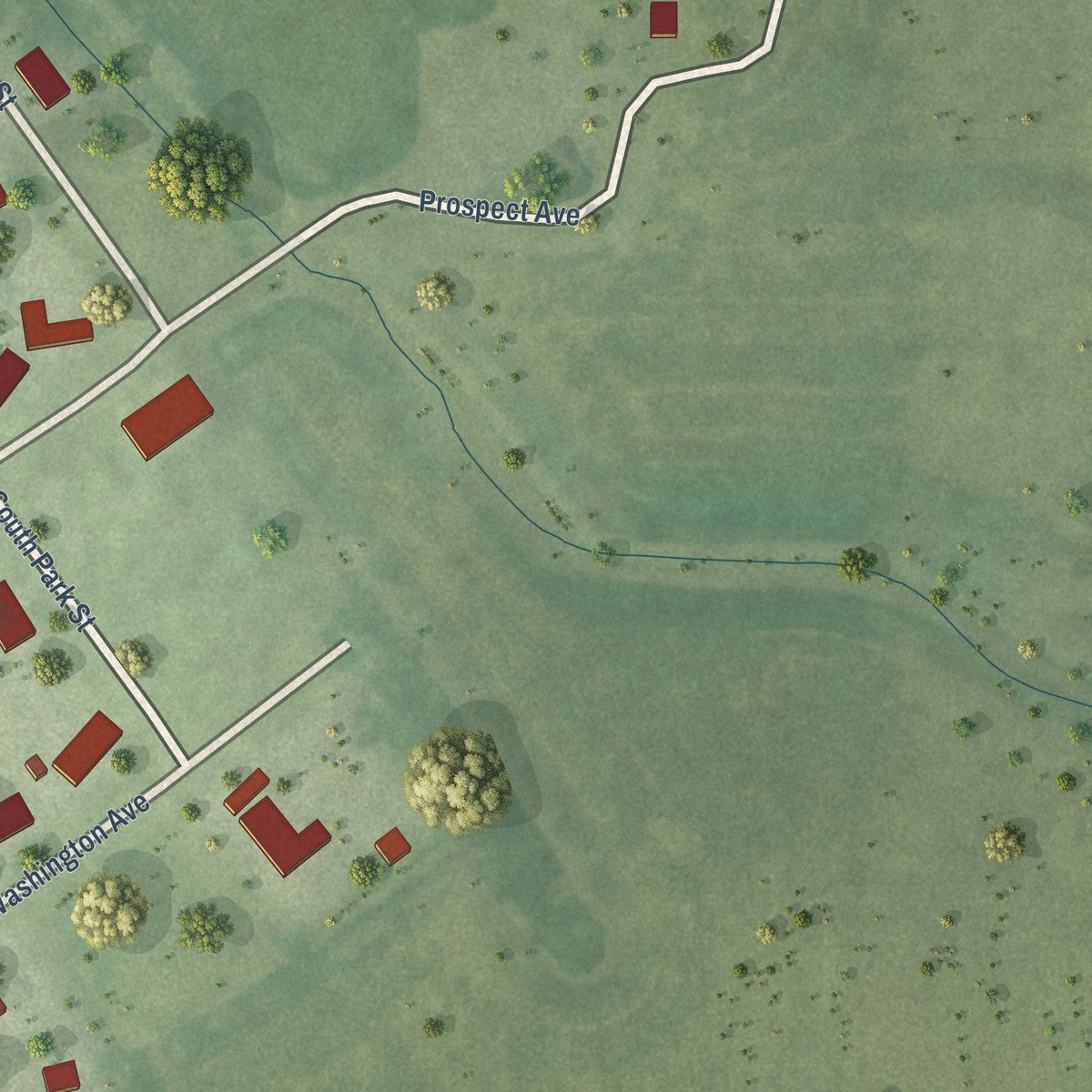 Second close-up of the map of Arlington, Illinois print showing more streets and buildings