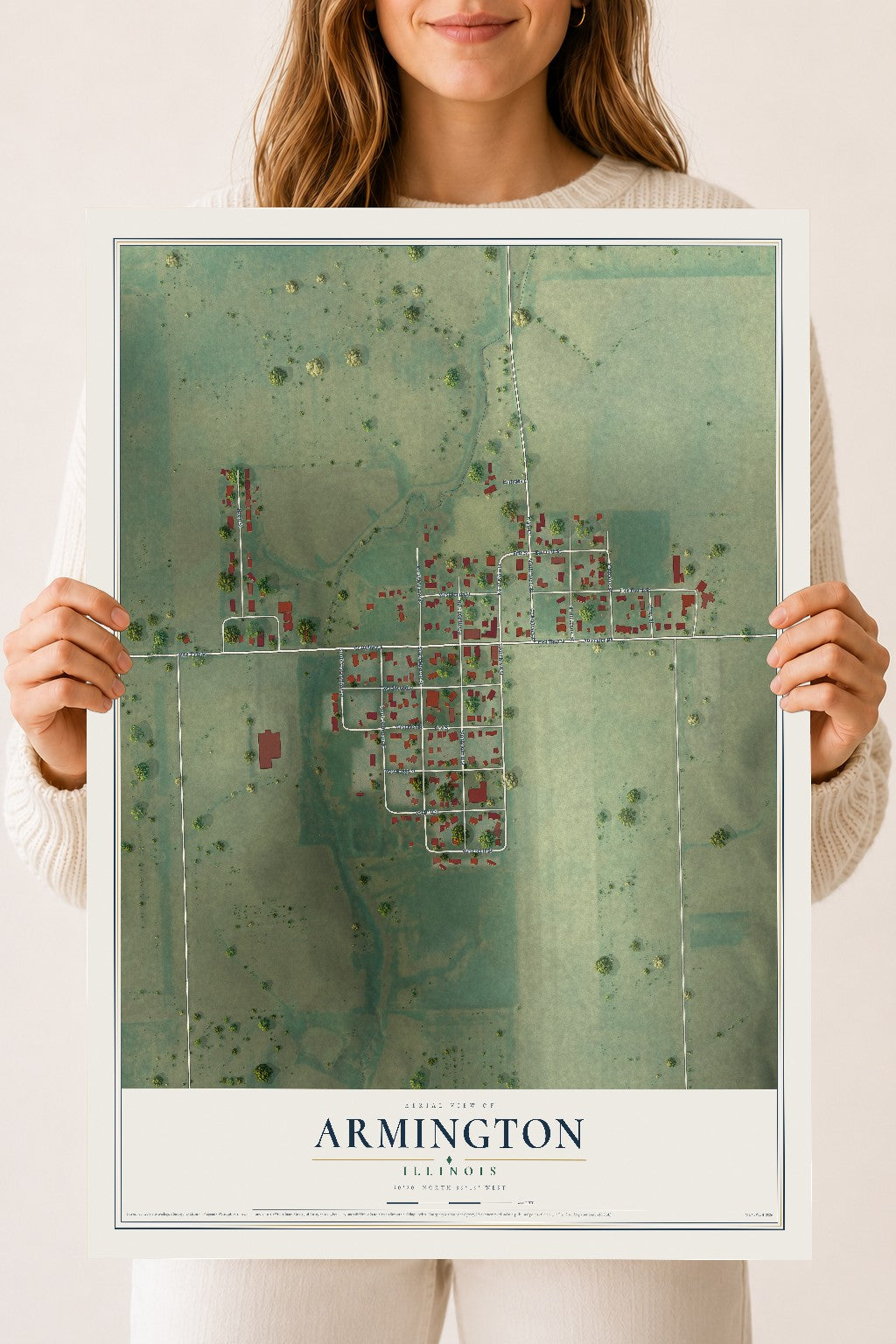 Map of Armington, Illinois, 18 x 24 inch unframed archival matte print