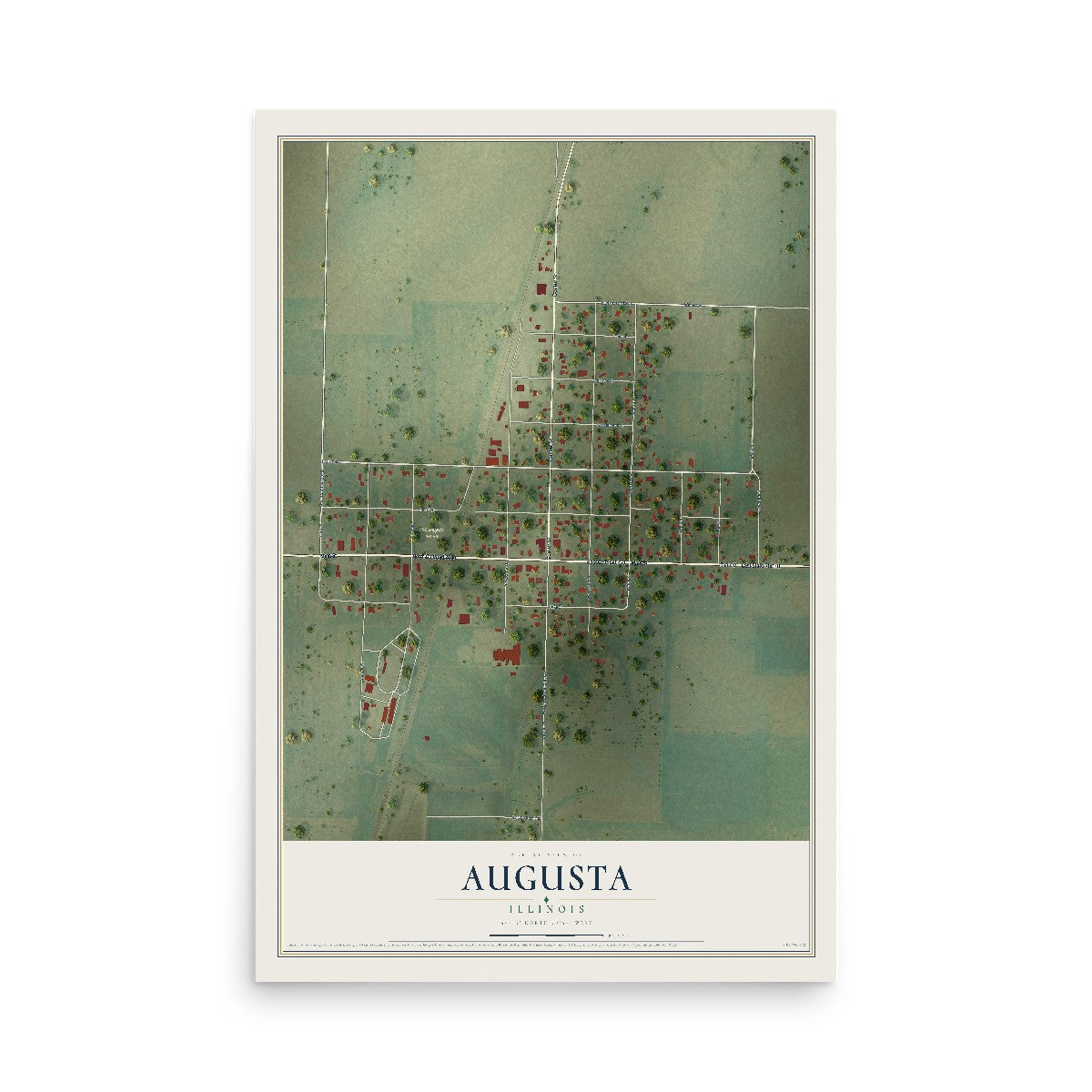Map of Augusta, Illinois, 12 x 18 inch unframed archival matte print