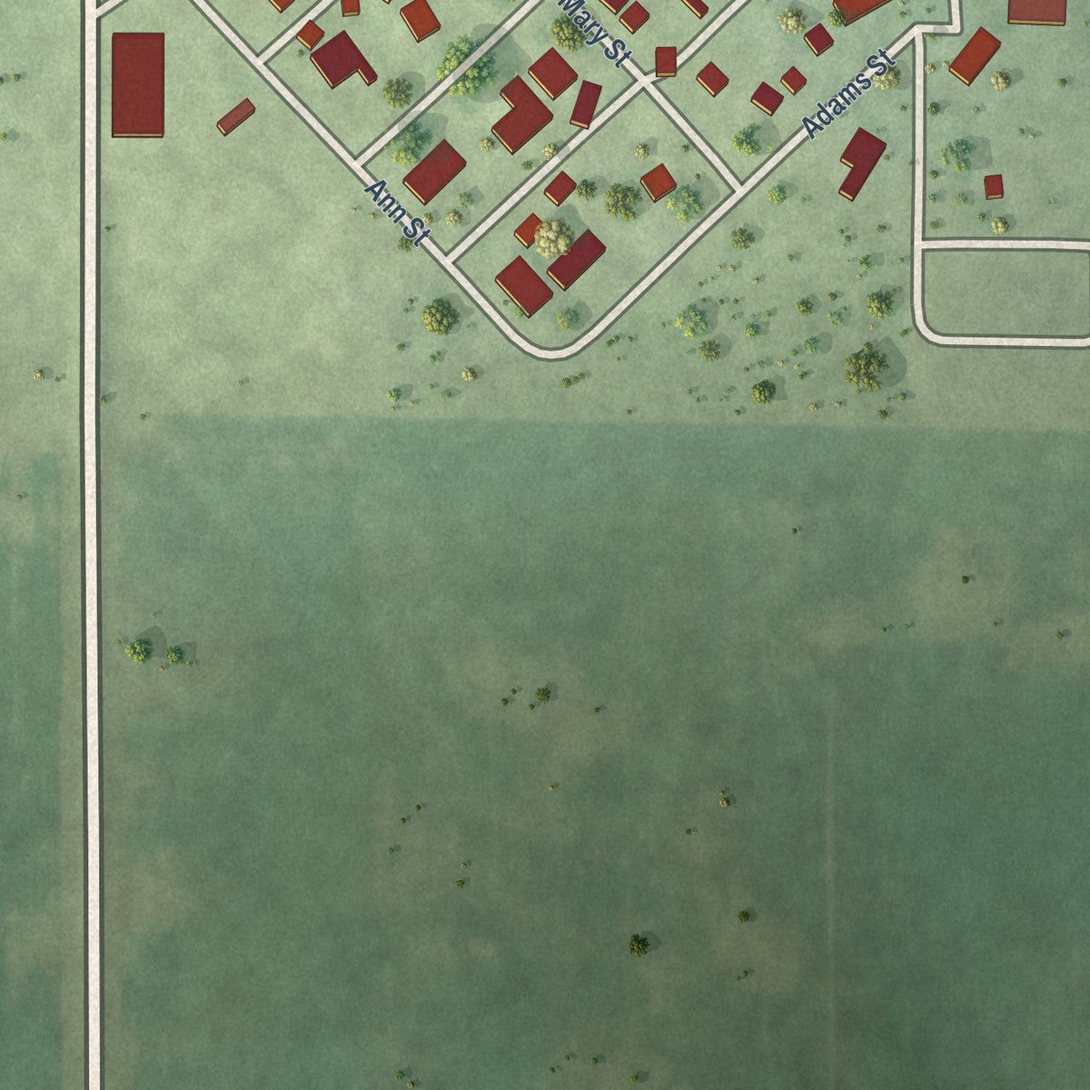 Second close-up of the map of Benson, Illinois print showing more streets and buildings