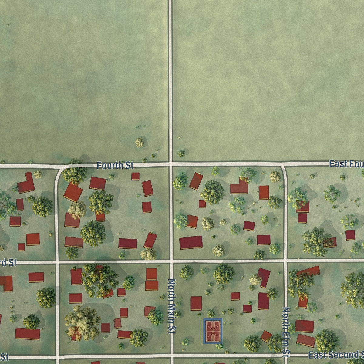 Second close-up of the map of Broadlands, Illinois print showing more streets and buildings