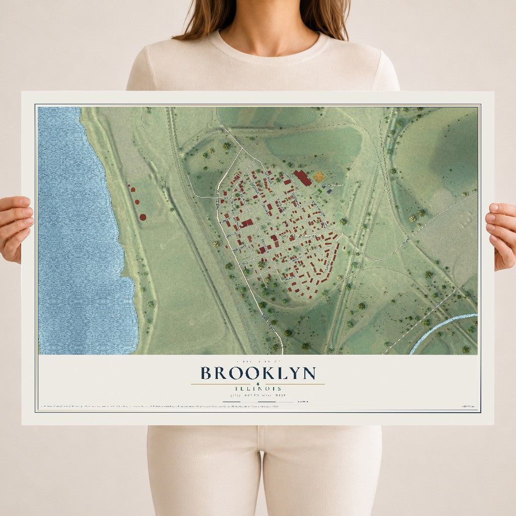 Map of Brooklyn, Illinois, 18 x 24 inch unframed archival matte print