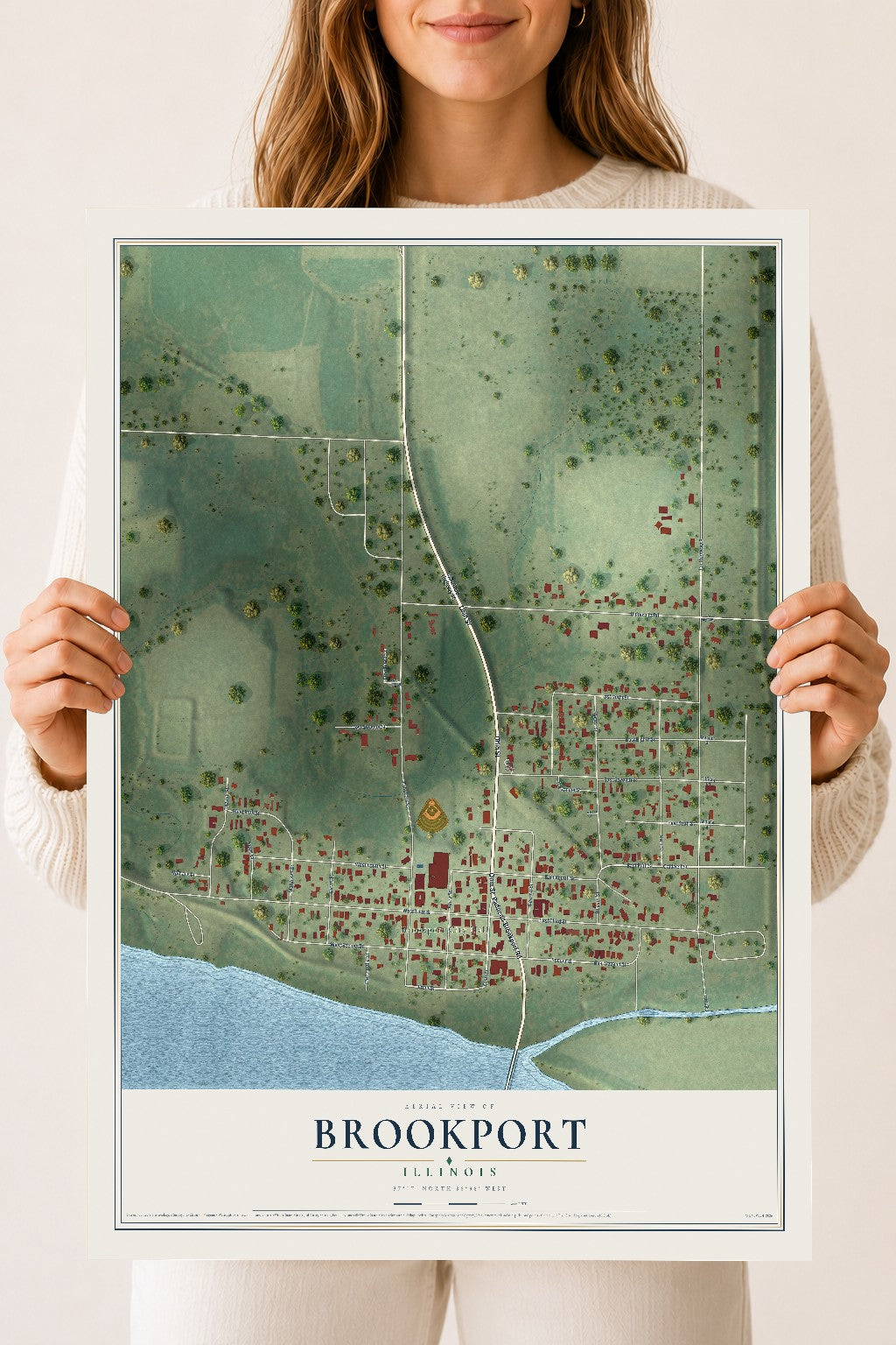 Map of Brookport, Illinois, 18 x 24 inch unframed archival matte print