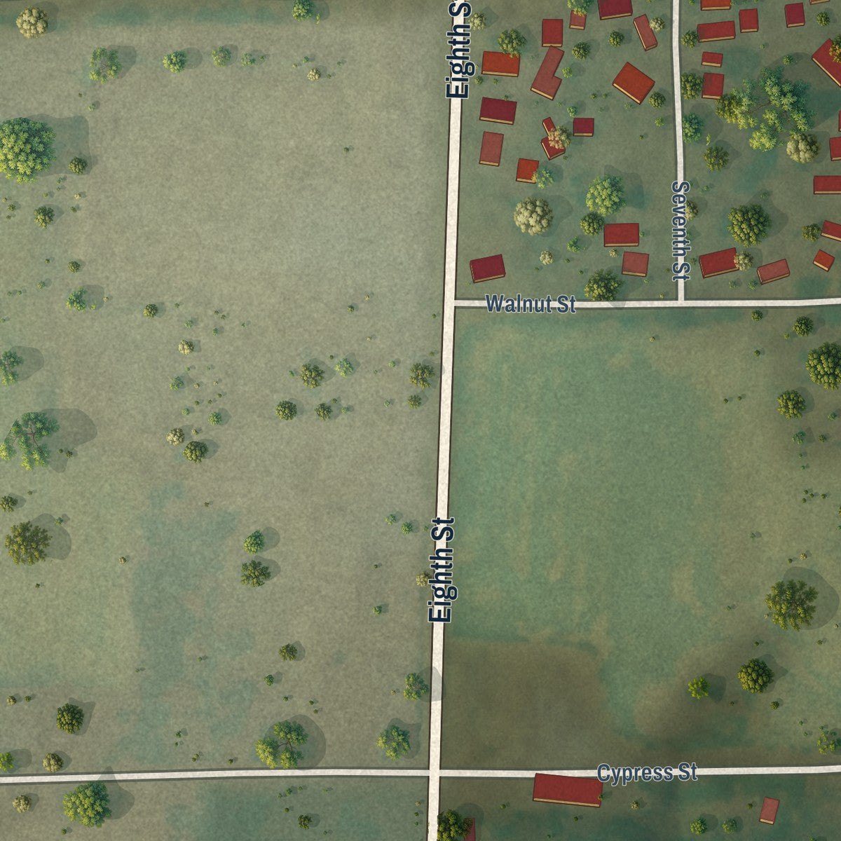 Second close-up of the map of Bush, Illinois print showing more streets and buildings