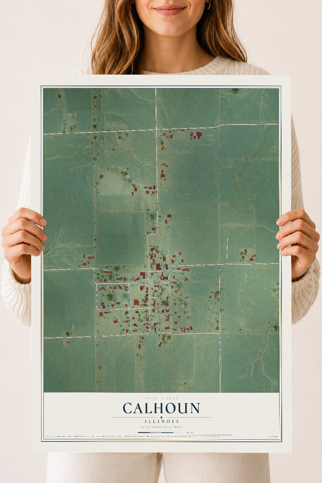 Map of Calhoun, Illinois, 18 x 24 inch unframed archival matte print