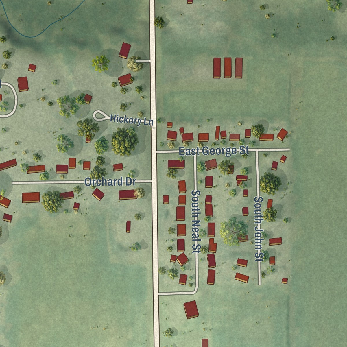 Second close-up of the map of Camargo, Illinois print showing more streets and buildings
