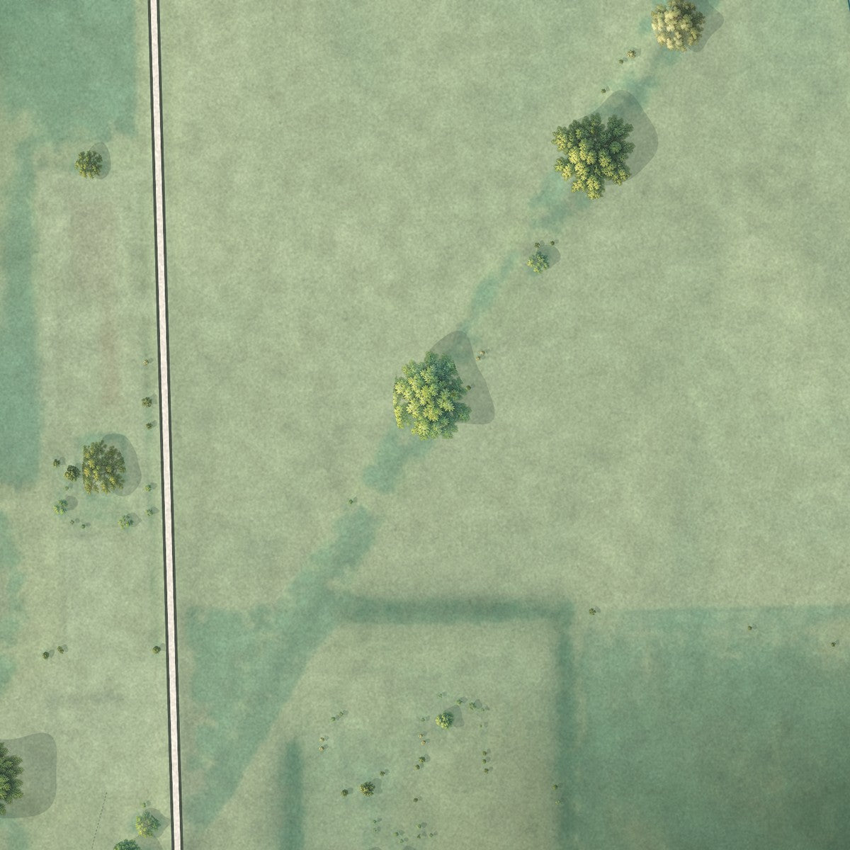 Second close-up of the map of Campus, Illinois print showing more streets and buildings
