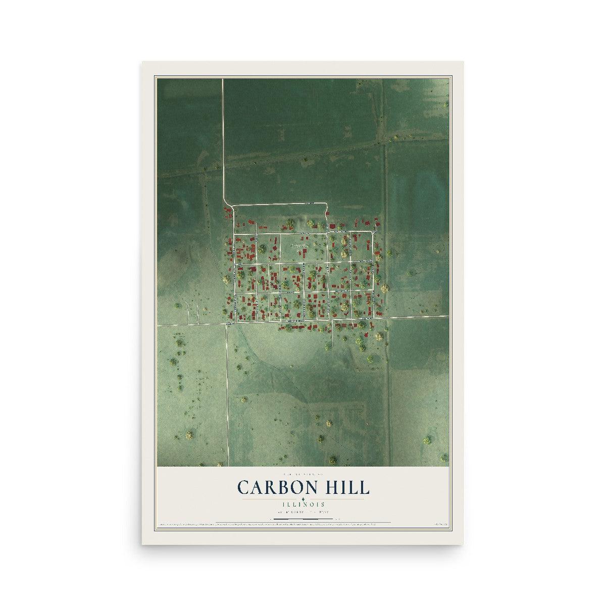Map of Carbon Hill, Illinois, 12 x 18 inch unframed archival matte print
