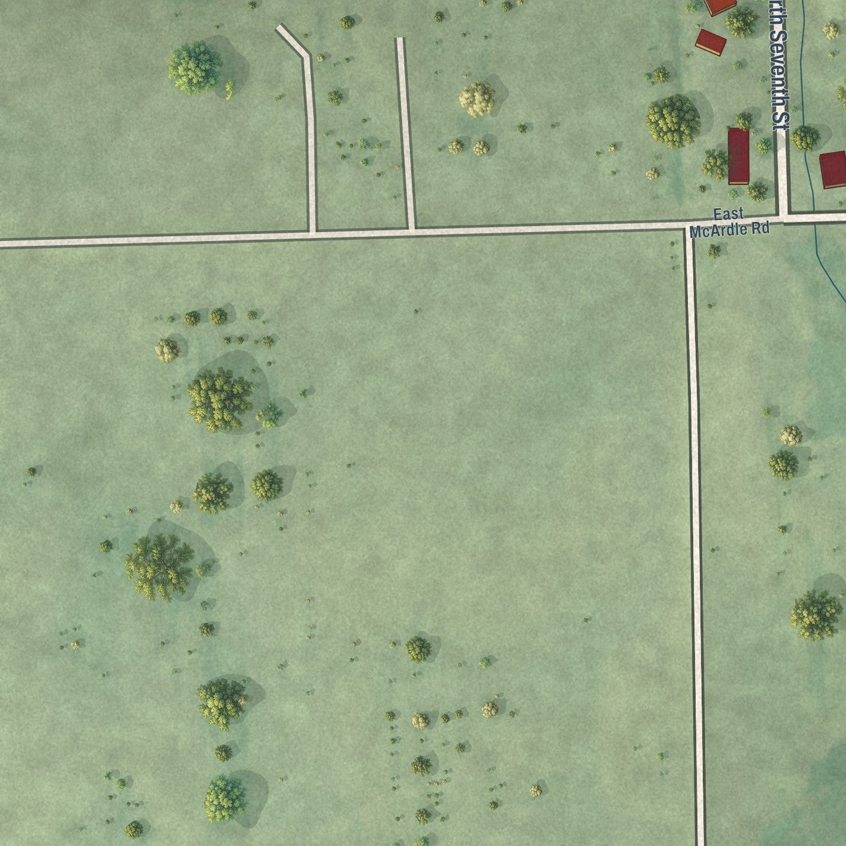 Second close-up of the map of Carbon Hill, Illinois print showing more streets and buildings