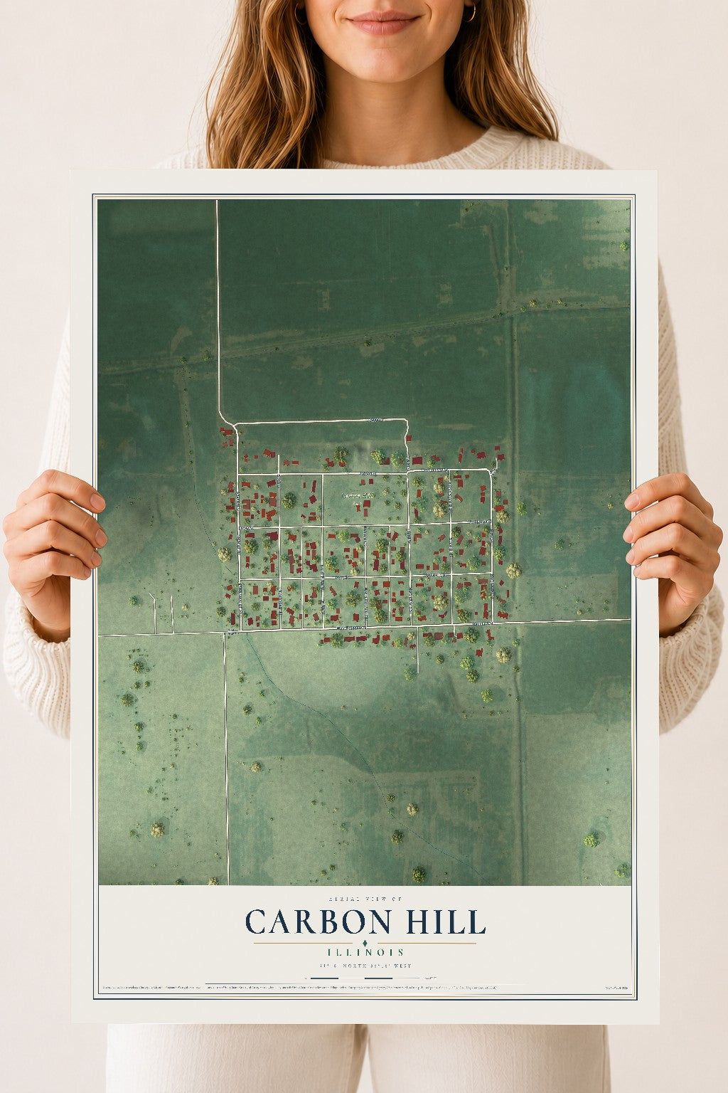 Map of Carbon Hill, Illinois, 18 x 24 inch unframed archival matte print