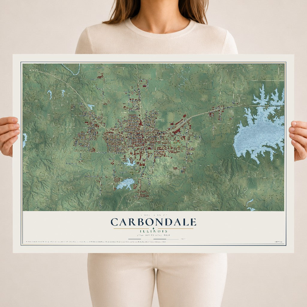 Map of Carbondale, Illinois, 18 x 24 inch unframed archival matte print