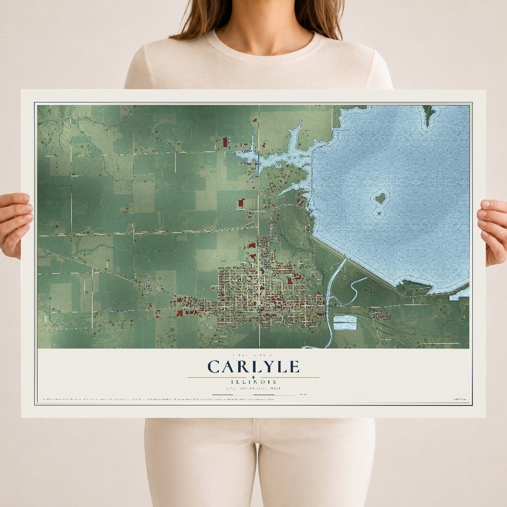 Map of Carlyle, Illinois, 18 x 24 inch unframed archival matte print