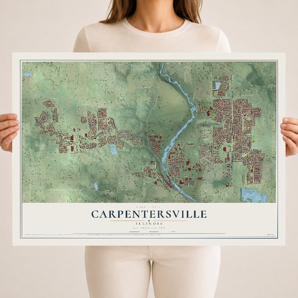 Map of Carpentersville, Illinois, 18 x 24 inch unframed archival matte print