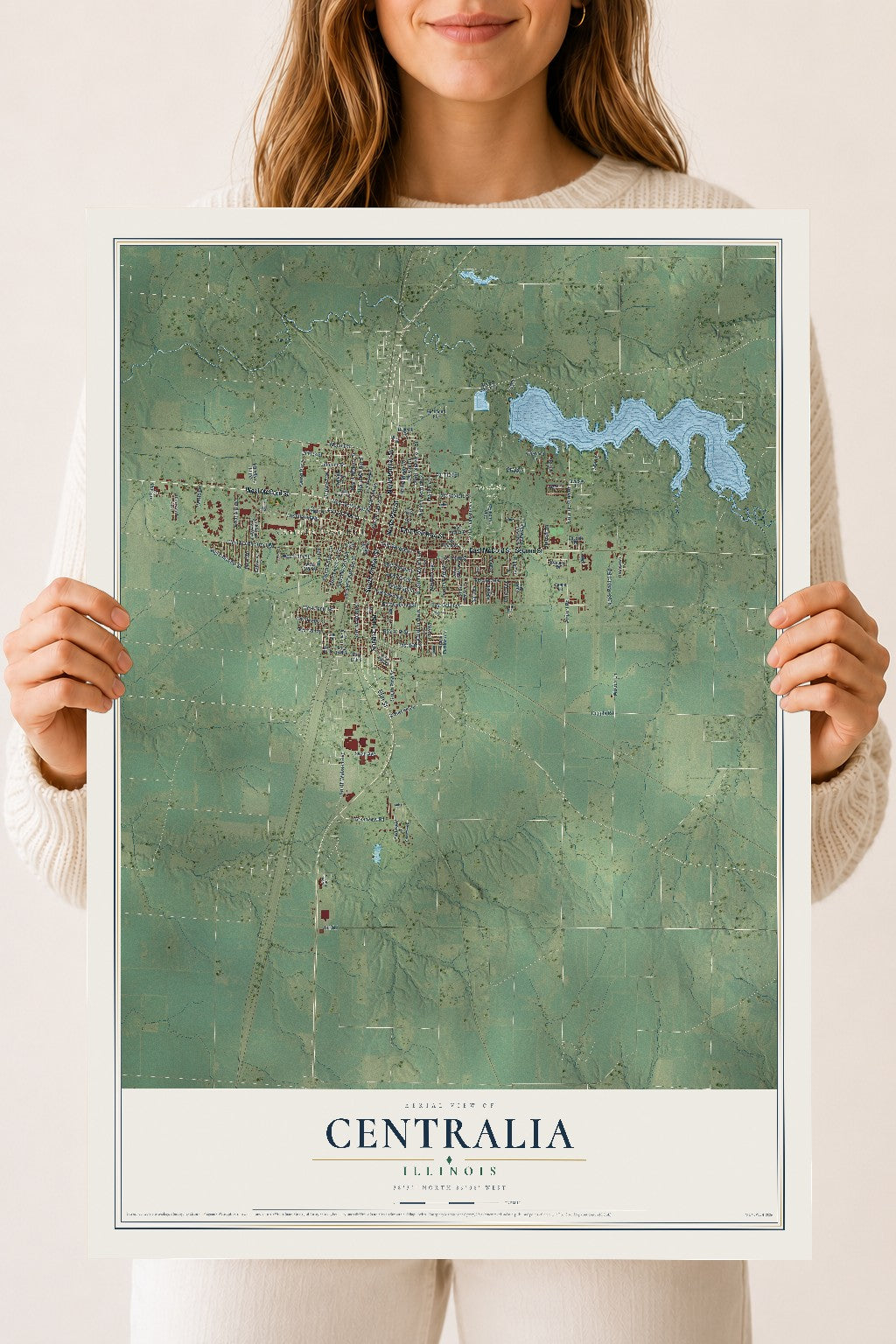 Map of Centralia, Illinois, 18 x 24 inch unframed archival matte print