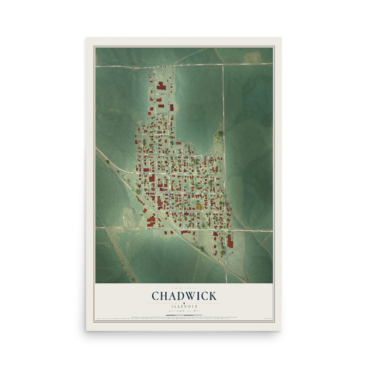 Map of Chadwick, Illinois, 12 x 18 inch unframed archival matte print
