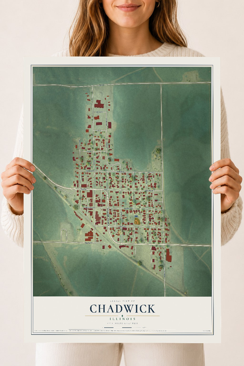 Map of Chadwick, Illinois, 18 x 24 inch unframed archival matte print
