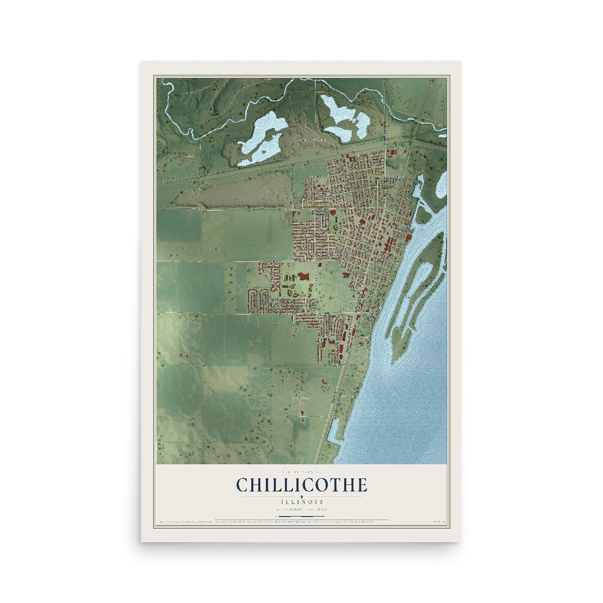 Map of Chillicothe, Illinois, 12 x 18 inch unframed archival matte print