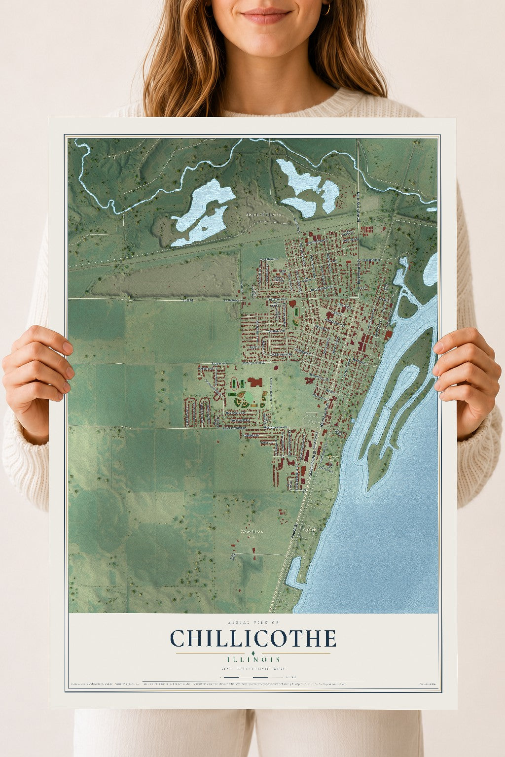 Map of Chillicothe, Illinois, 18 x 24 inch unframed archival matte print