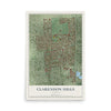 Map of Clarendon Hills, Illinois, 12 x 18 inch unframed archival matte print