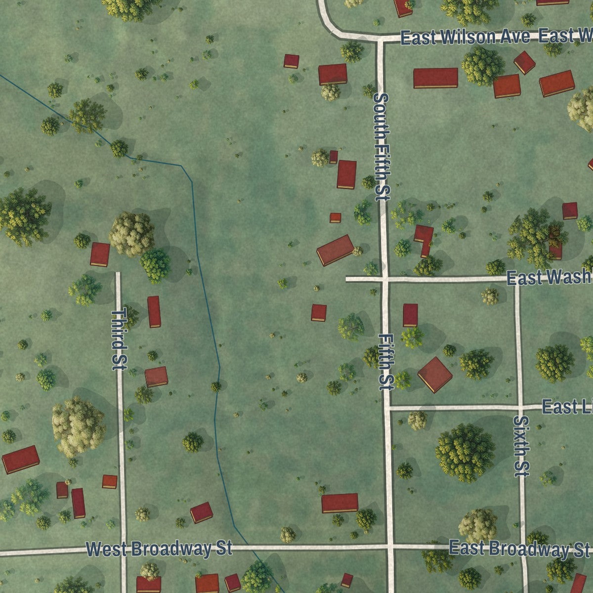 Second close-up of the map of Coalton, Illinois print showing more streets and buildings