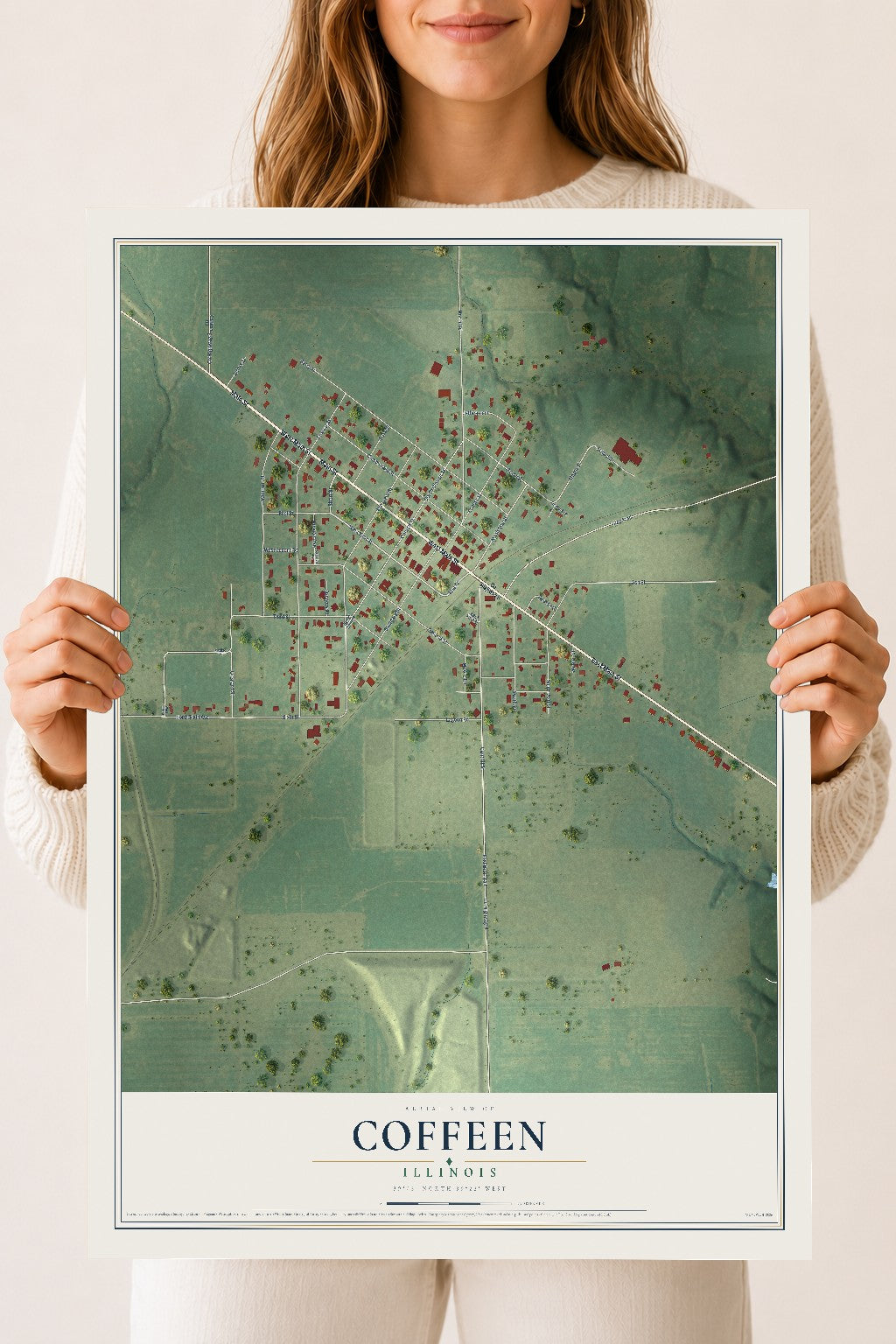 Map of Coffeen, Illinois, 18 x 24 inch unframed archival matte print