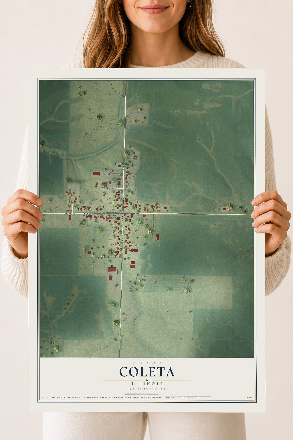 Map of Coleta, Illinois, 18 x 24 inch unframed archival matte print