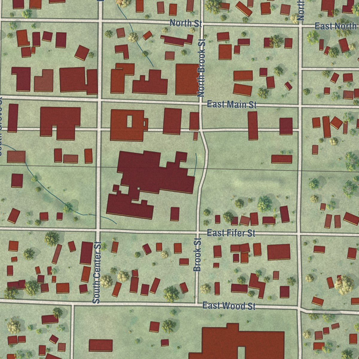Close-up of the map of Colfax, Illinois print showing street and building detail