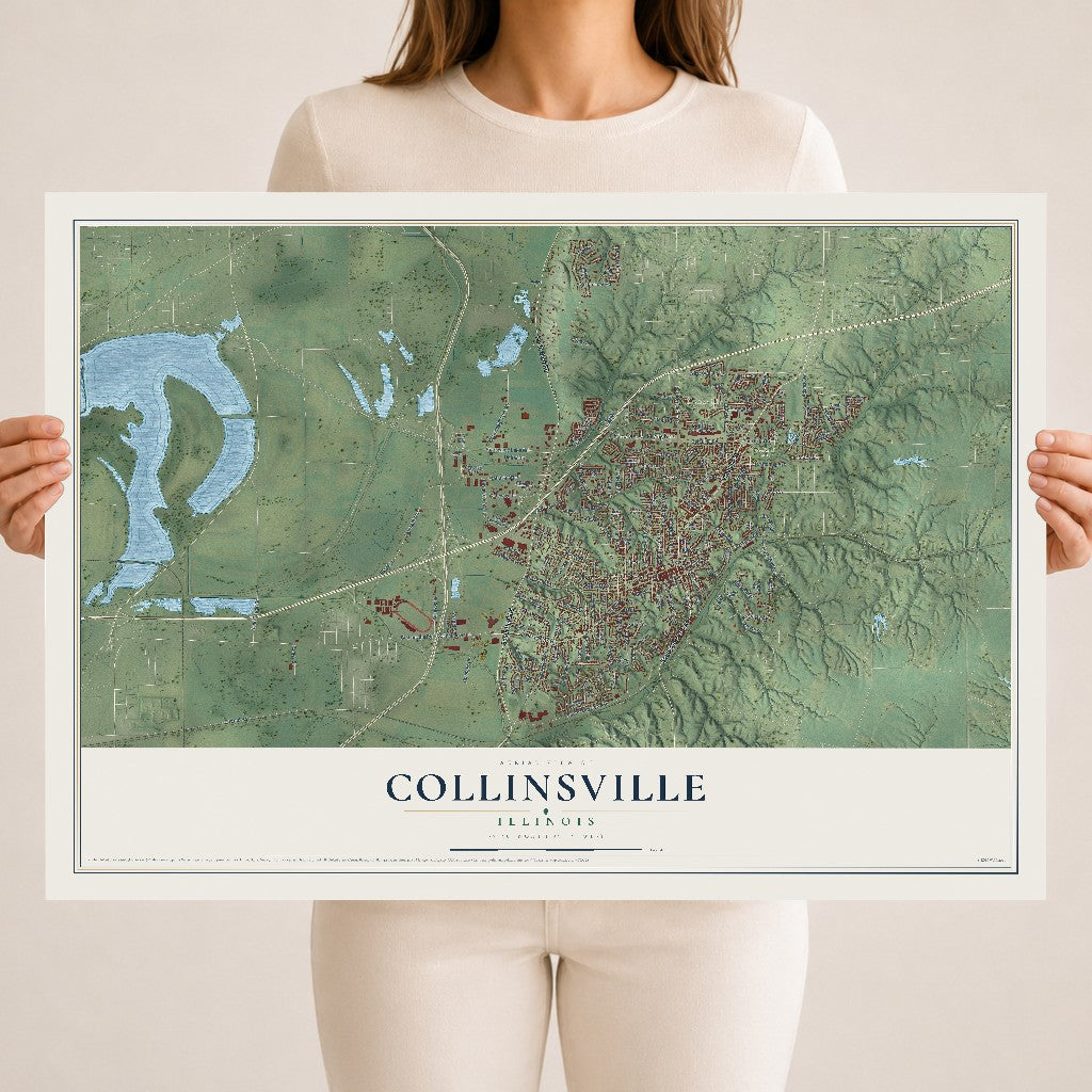 Map of Collinsville, Illinois, 18 x 24 inch unframed archival matte print