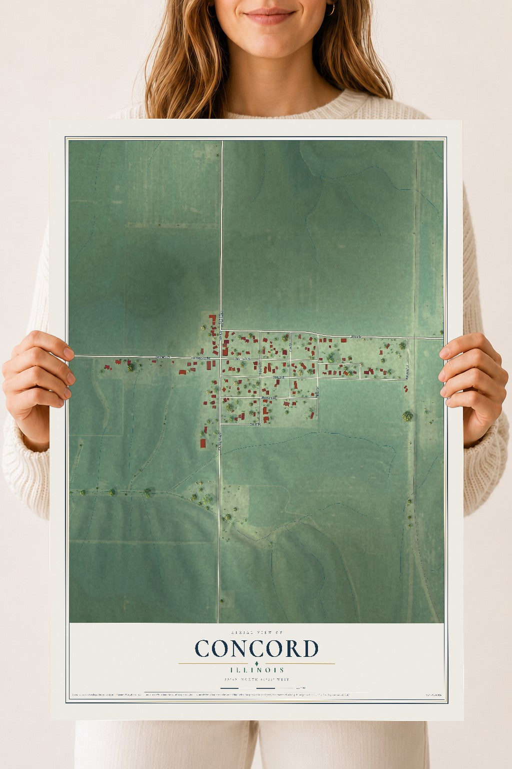 Map of Concord, Illinois, 18 x 24 inch unframed archival matte print