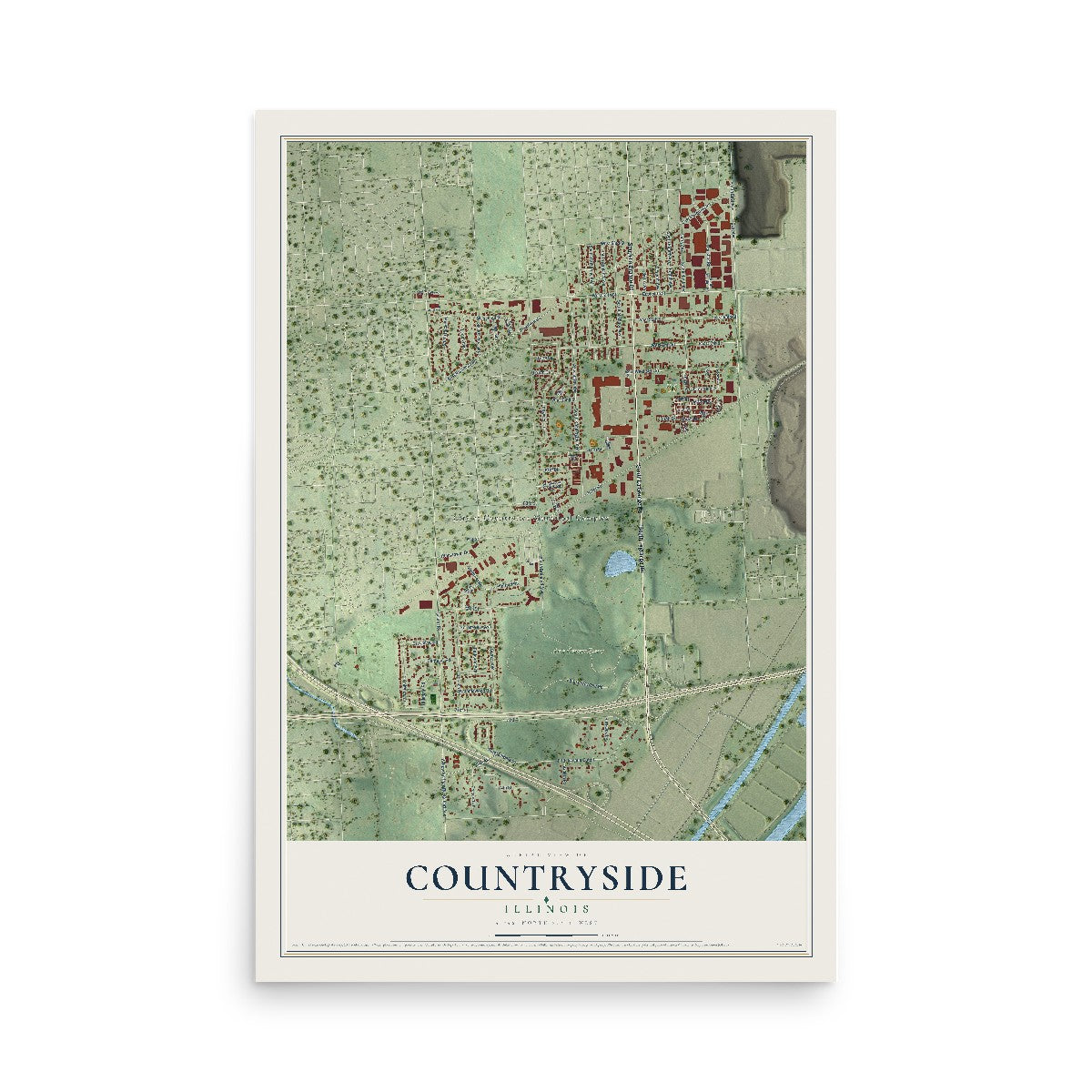Map of Countryside, Illinois, 12 x 18 inch unframed archival matte print