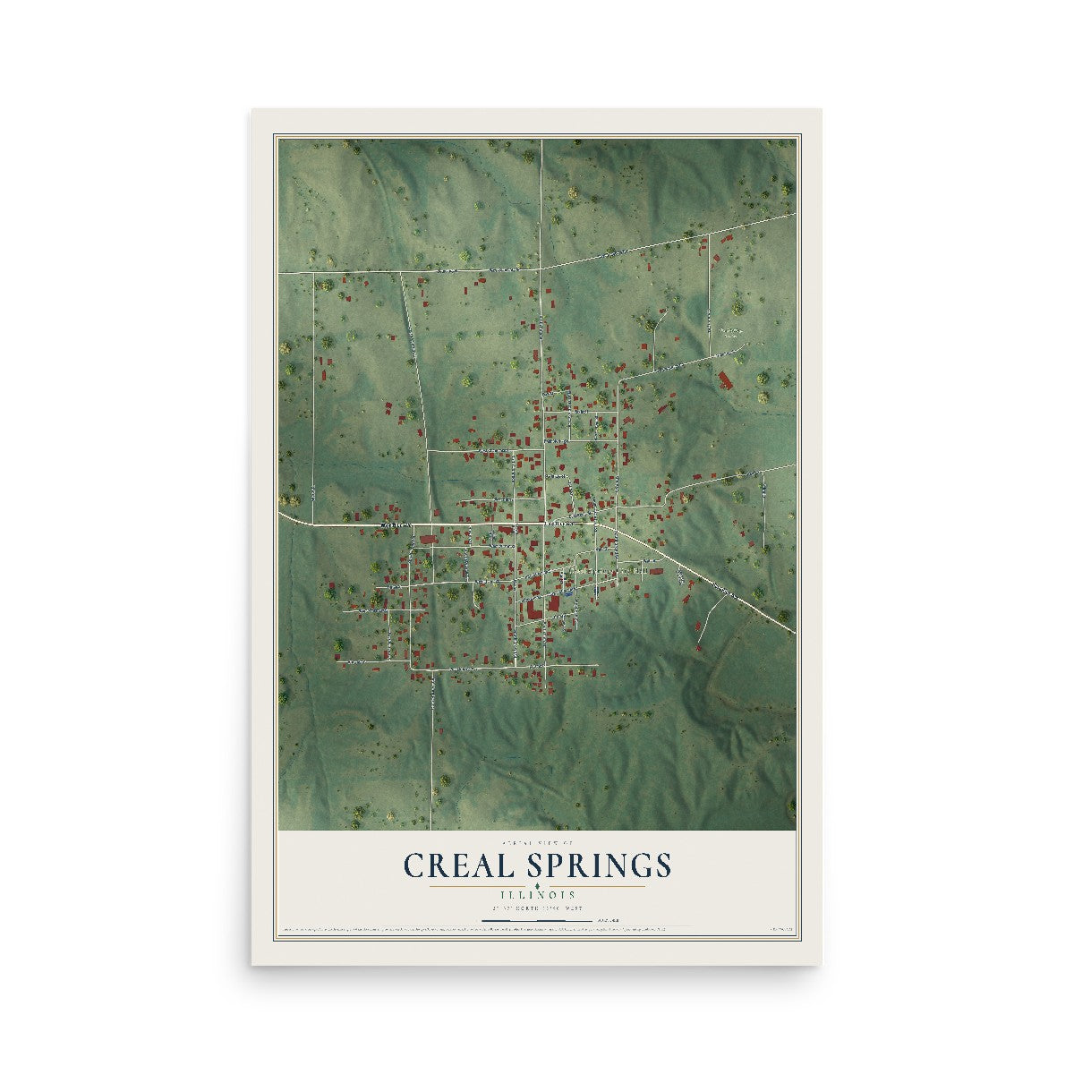Map of Creal Springs, Illinois, 12 x 18 inch unframed archival matte print
