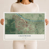 Map of Crestwood, Illinois, 12 x 18 inch unframed archival matte print