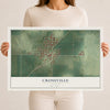 Map of Crossville, Illinois, 12 x 18 inch unframed archival matte print