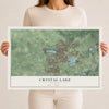 Map of Crystal Lake, Illinois, 12 x 18 inch unframed archival matte print
