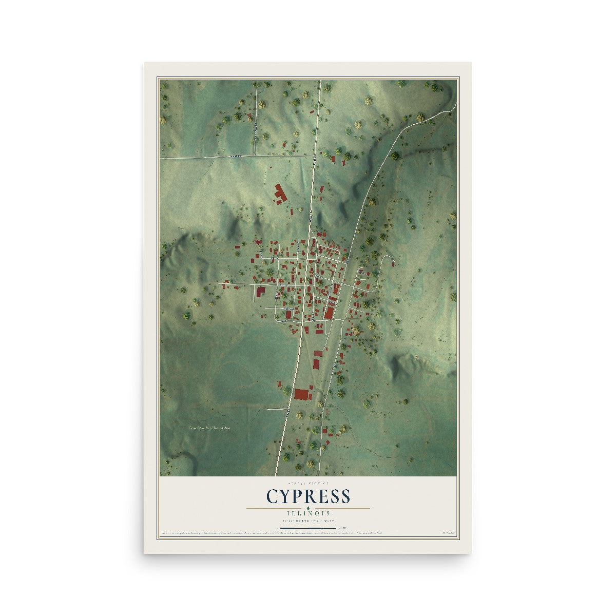 Map of Cypress, Illinois, 12 x 18 inch unframed archival matte print