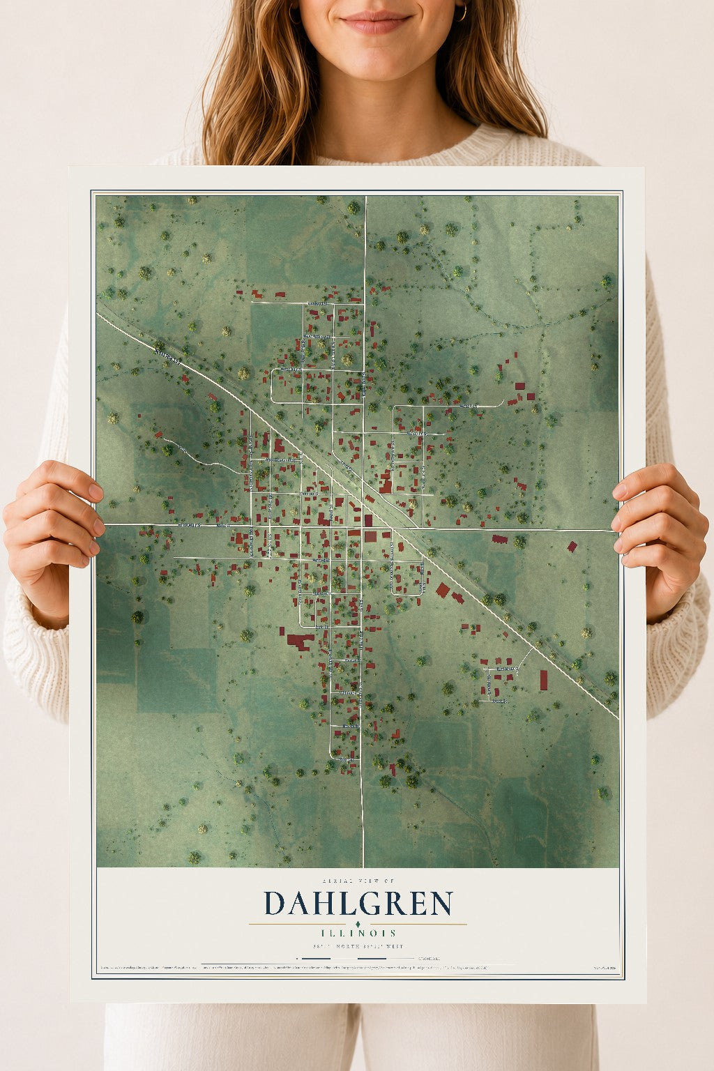 Map of Dahlgren, Illinois, 18 x 24 inch unframed archival matte print
