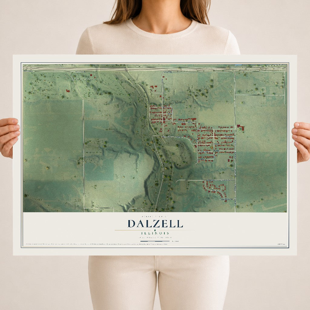 Map of Dalzell, Illinois, 18 x 24 inch unframed archival matte print