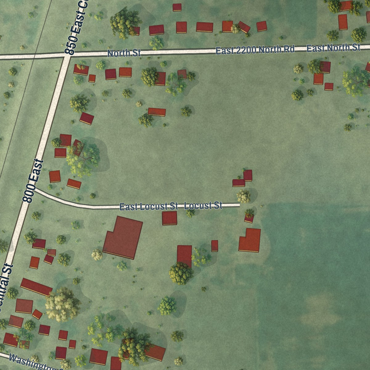 Second close-up of the map of Danforth, Illinois print showing more streets and buildings