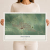 Map of Danvers, Illinois, 12 x 18 inch unframed archival matte print
