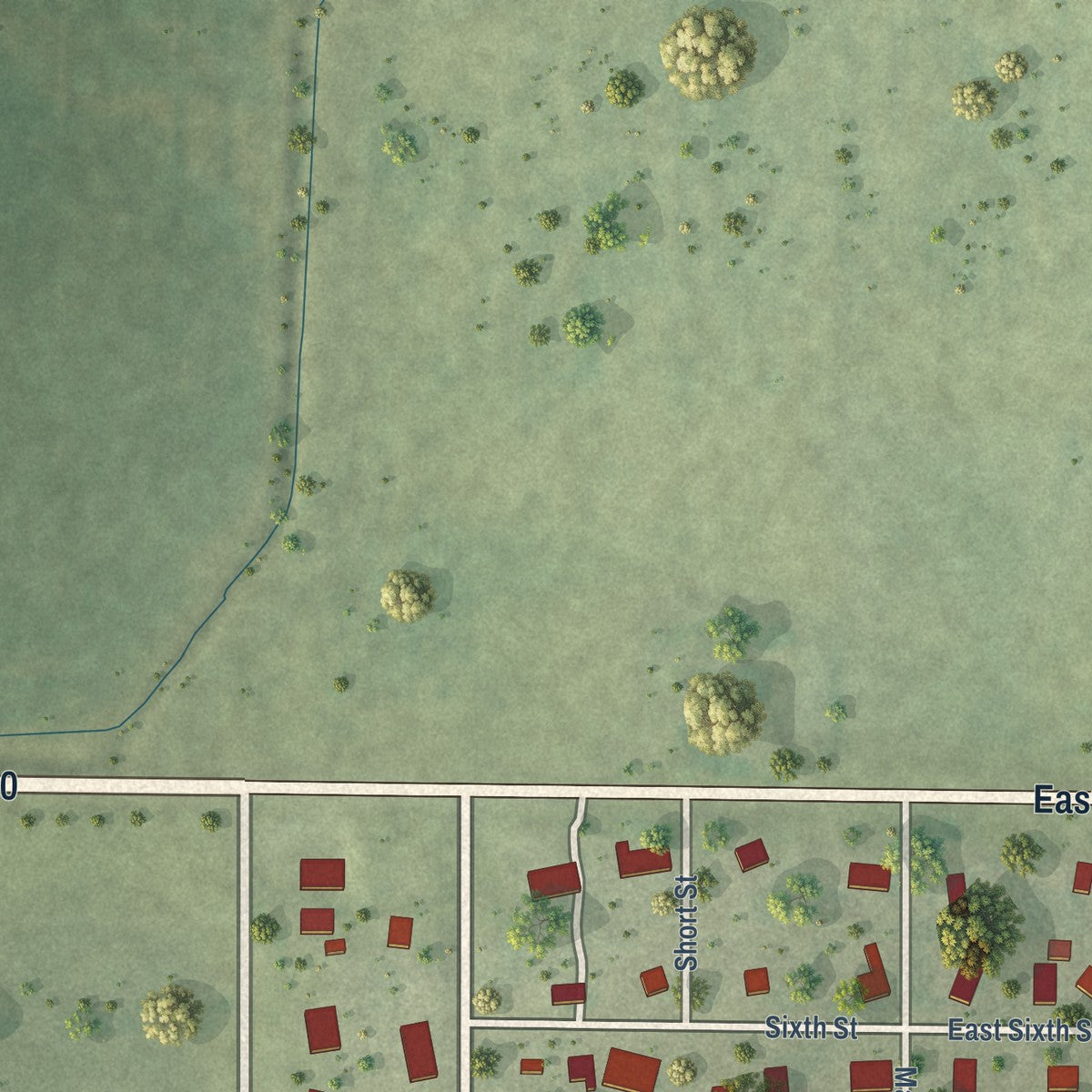 Second close-up of the map of De Land, Illinois print showing more streets and buildings